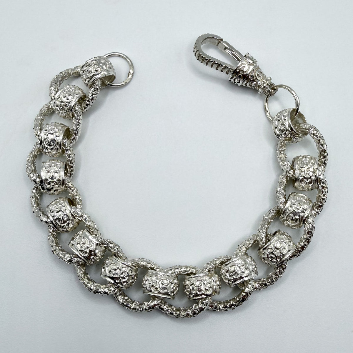 Sterling Silver Rollerball Bracelet - 9.25" × 10 mm