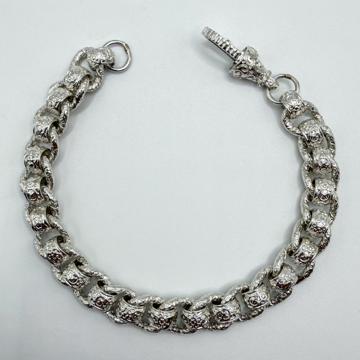 Sterling Silver Rollerball Bracelet - 9.5" × 15 mm