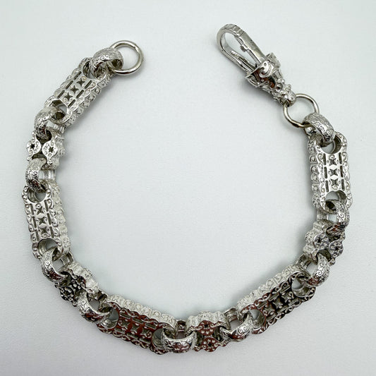 925 sterling silver Stars & Bars link bracelet, 8.25 inches long, photographed on white background