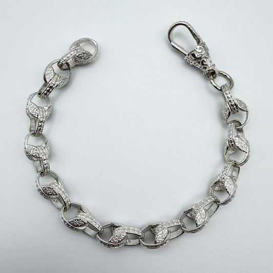 925 sterling silver Tulip link bracelet, 8.5 inches long, photographed on white background