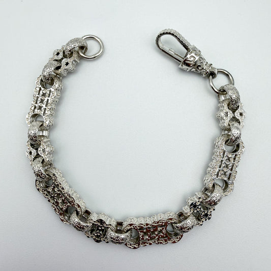 925 sterling silver Stars & Bars link bracelet, 8 inches long, photographed on white background