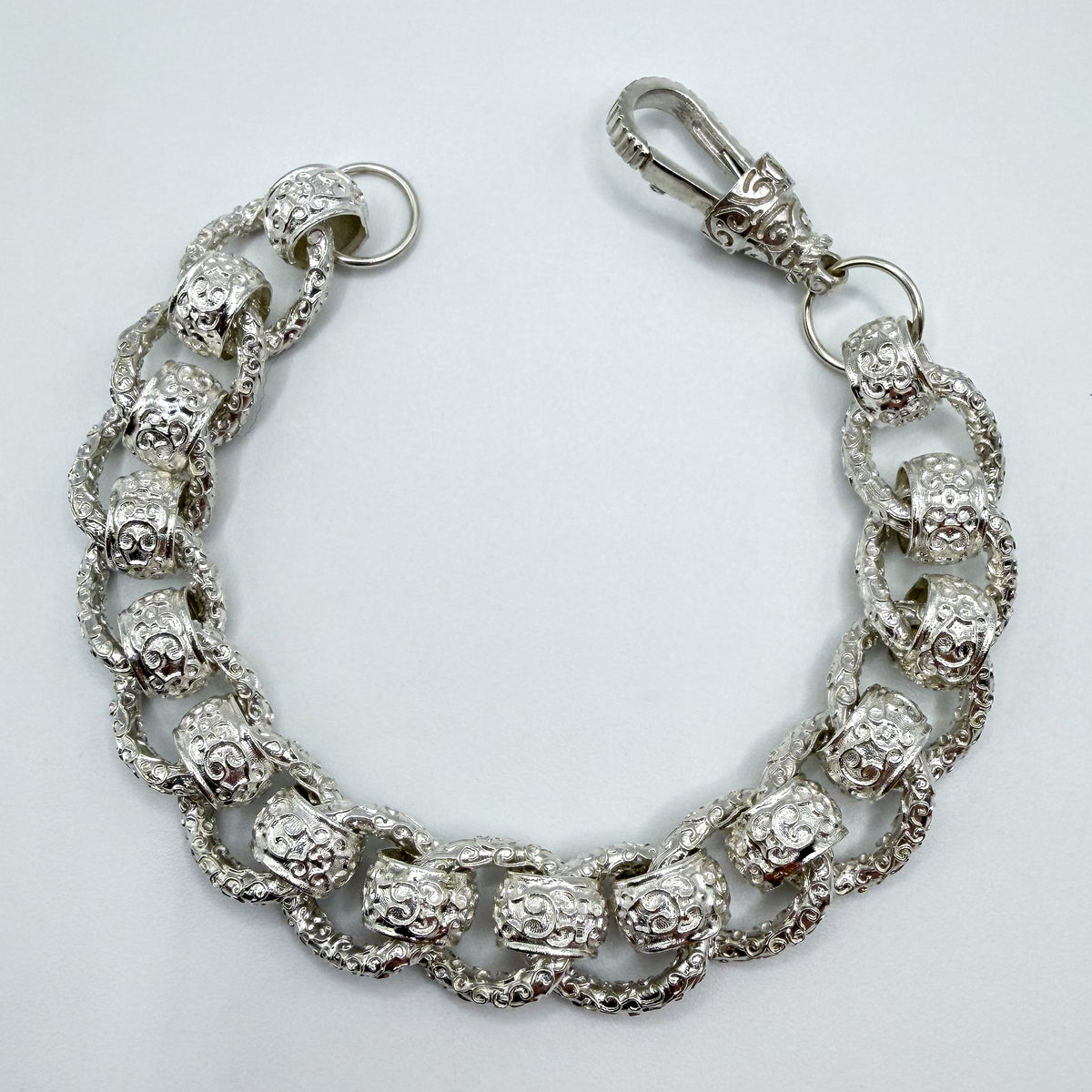 Sterling Silver Rollerball Bracelet - 9" × 15 mm