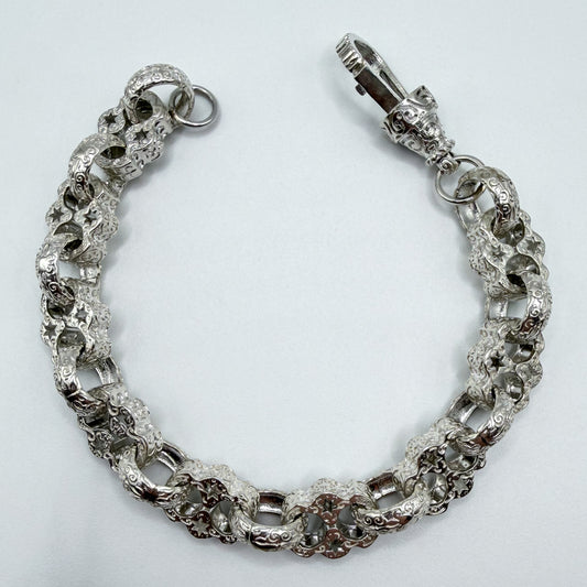 Sterling Silver Stars & Belcher Bracelet - 8.75" × 12 mm