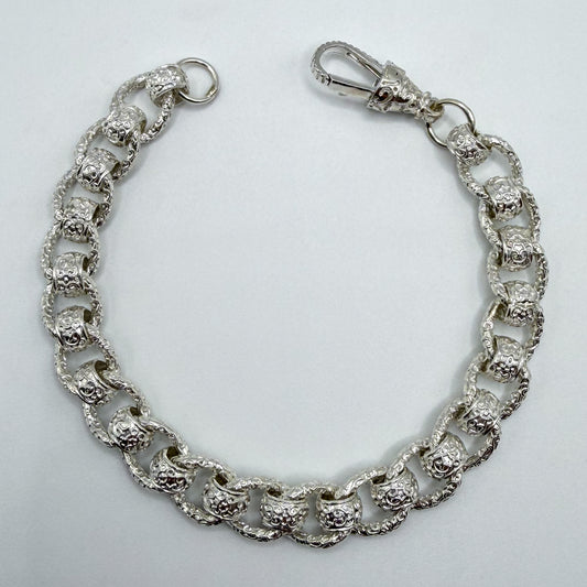 Sterling Silver Rollerball Bracelet - 8.5" × 15 mm