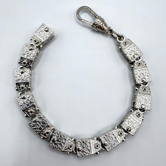 Sterling Silver Lego Bracelet - 9" × 10 mm
