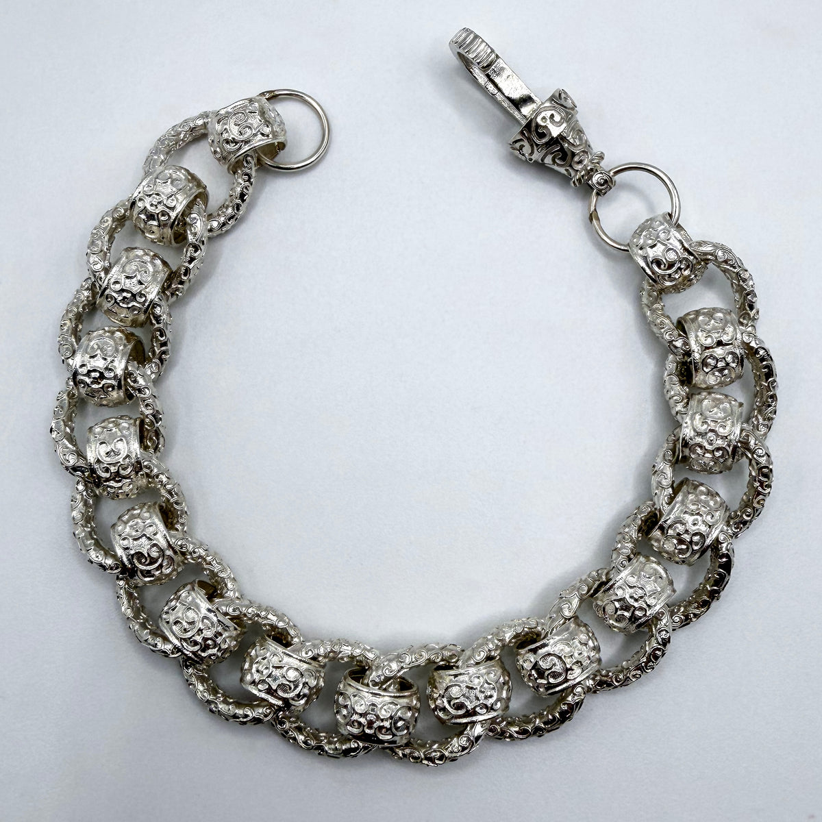 Sterling Silver Rollerball Bracelet - 9.5" × 15 mm