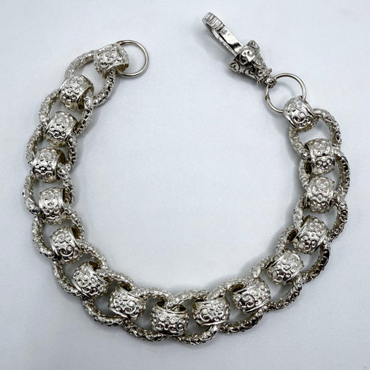 Sterling Silver Rollerball Bracelet - 9.5" × 15 mm