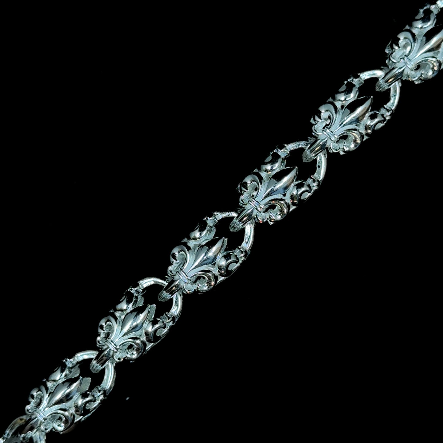 Solid Sterling Silver Fleur-De-Lis Chain